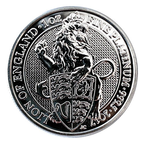 1 Oz Platinmünze Lion of England Queens Beasts||1 Oz Platinmünze Queens Beasts Lion of England Münze Hinten