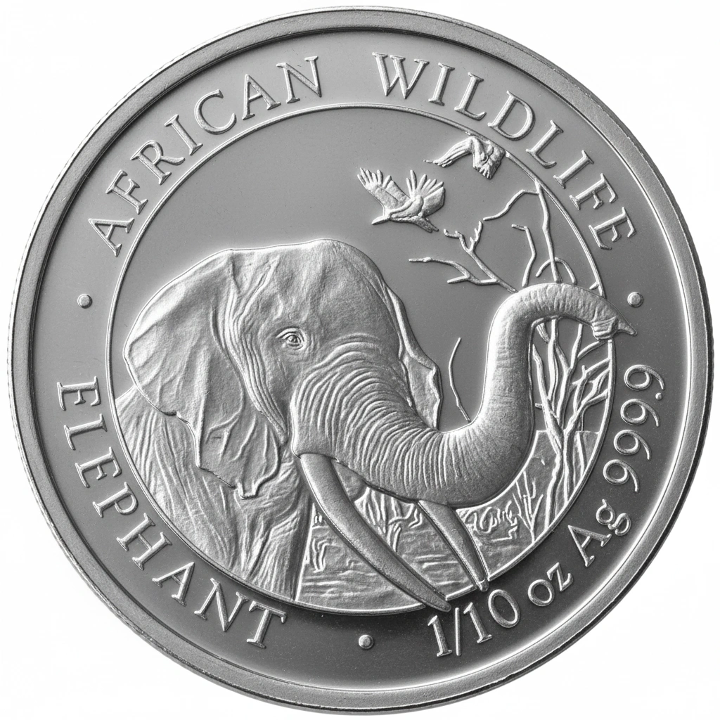 PP-S-110AW-E17-1_vorderseite_1770926267692 Somalia Elefant 2018 - African Wildlife | 1/10 oz Silber – Bild 1